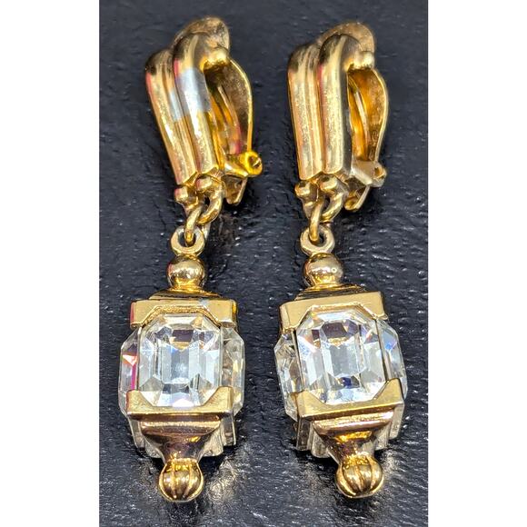 Vintage Pennino Earrings, Signed, Gold-tone Lanterns, Steampunk, Dangle, Clip-on - Picture 1 of 4